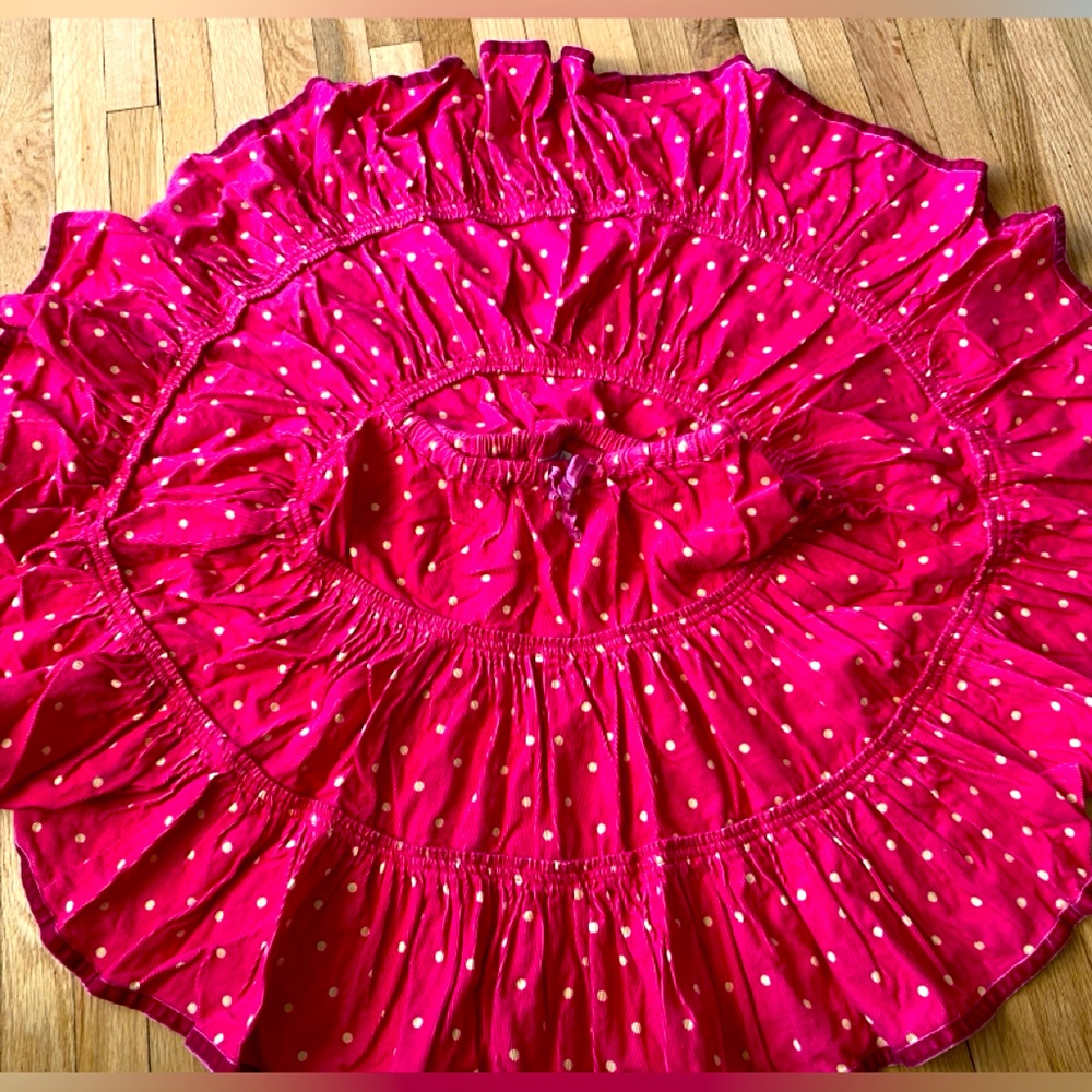Mini Boden size 5/6 pink corduroy skirt Twirl Polkadot